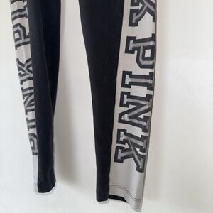Victoria's Secret PINK Medium Yoga Leggings Black Block Logo Yoga Pants